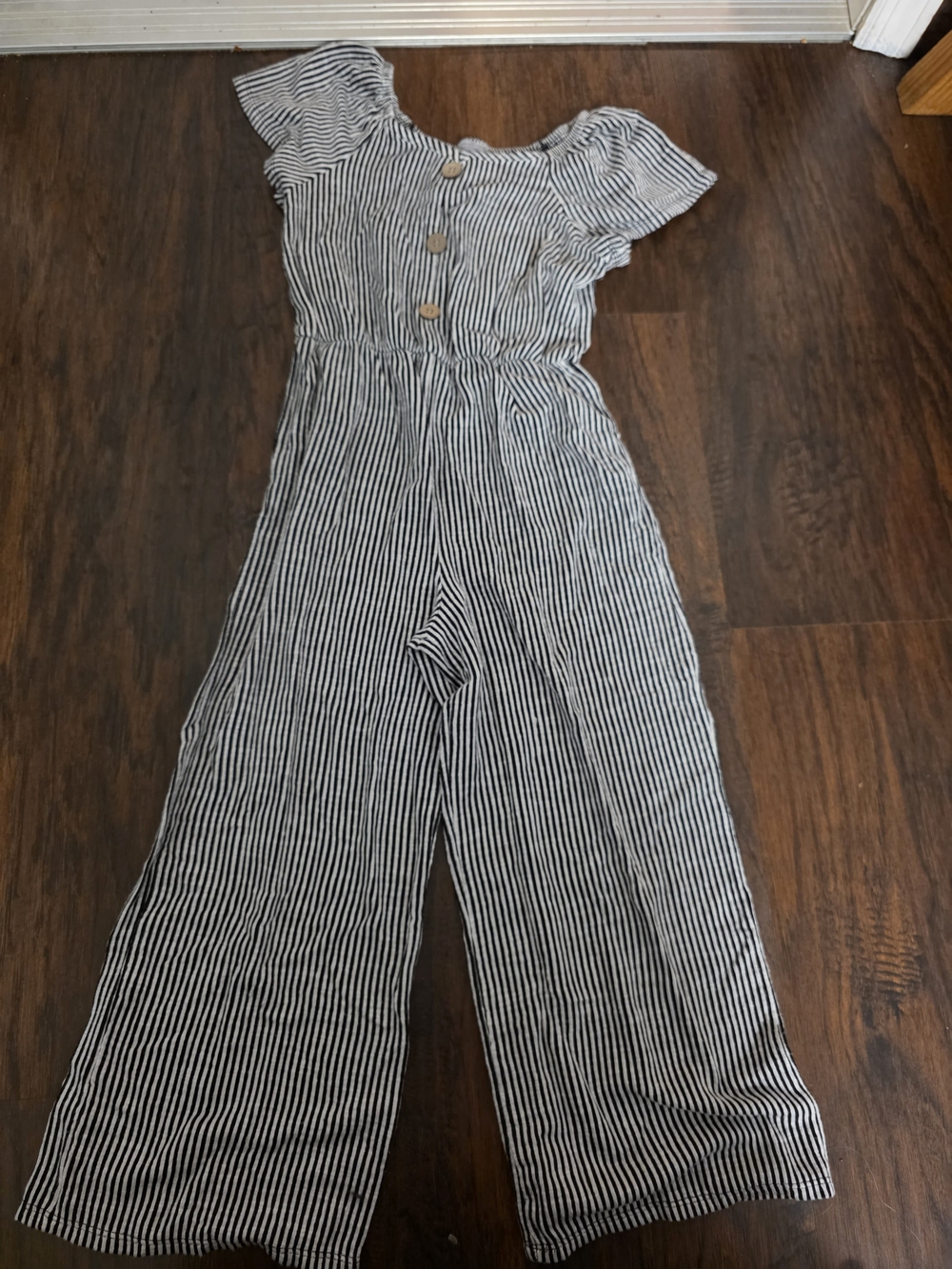 Jenna And Jessie Striped Wide-Leg Jumpsuit in Black & White Size 10
